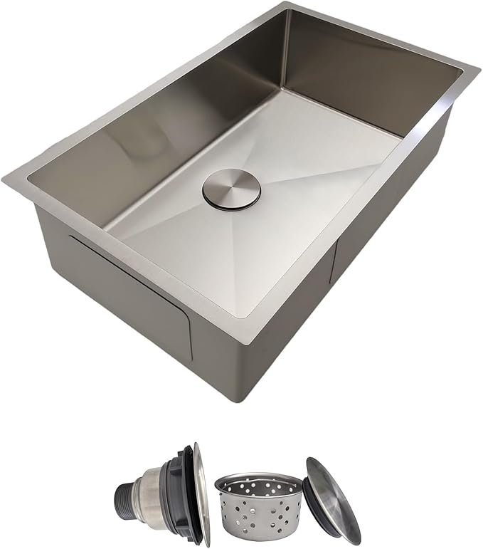 Delironexu 18 Gauge Stainless Steel Single Bowl