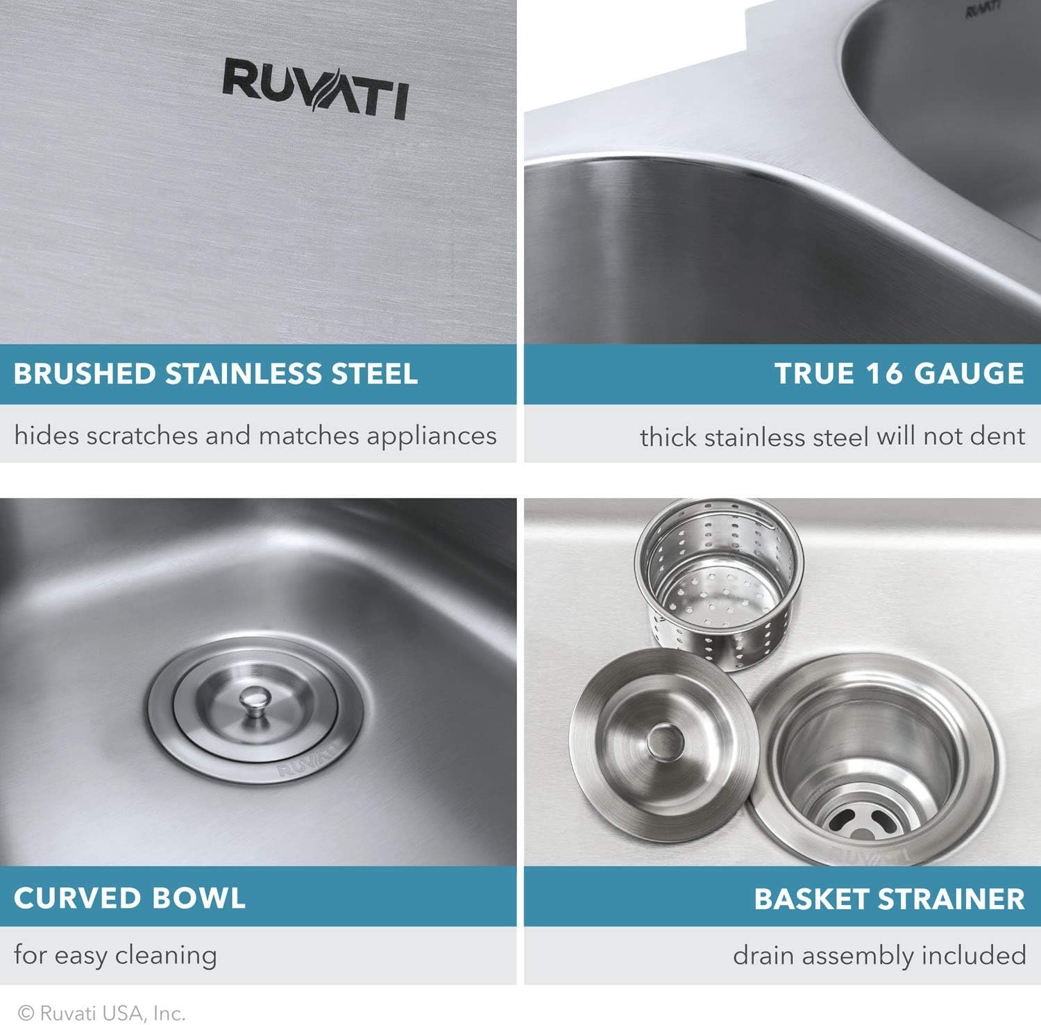 Ruvati RVM4350 32-inch Undermount 50/50 Double Bowl Kitchen Sink